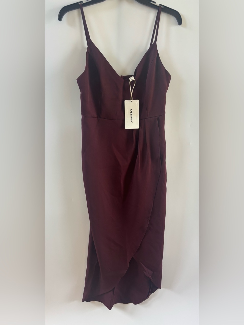 CMX2005 Women's Vneck sexy Slit Max Dress, Maroon, Small 4-6